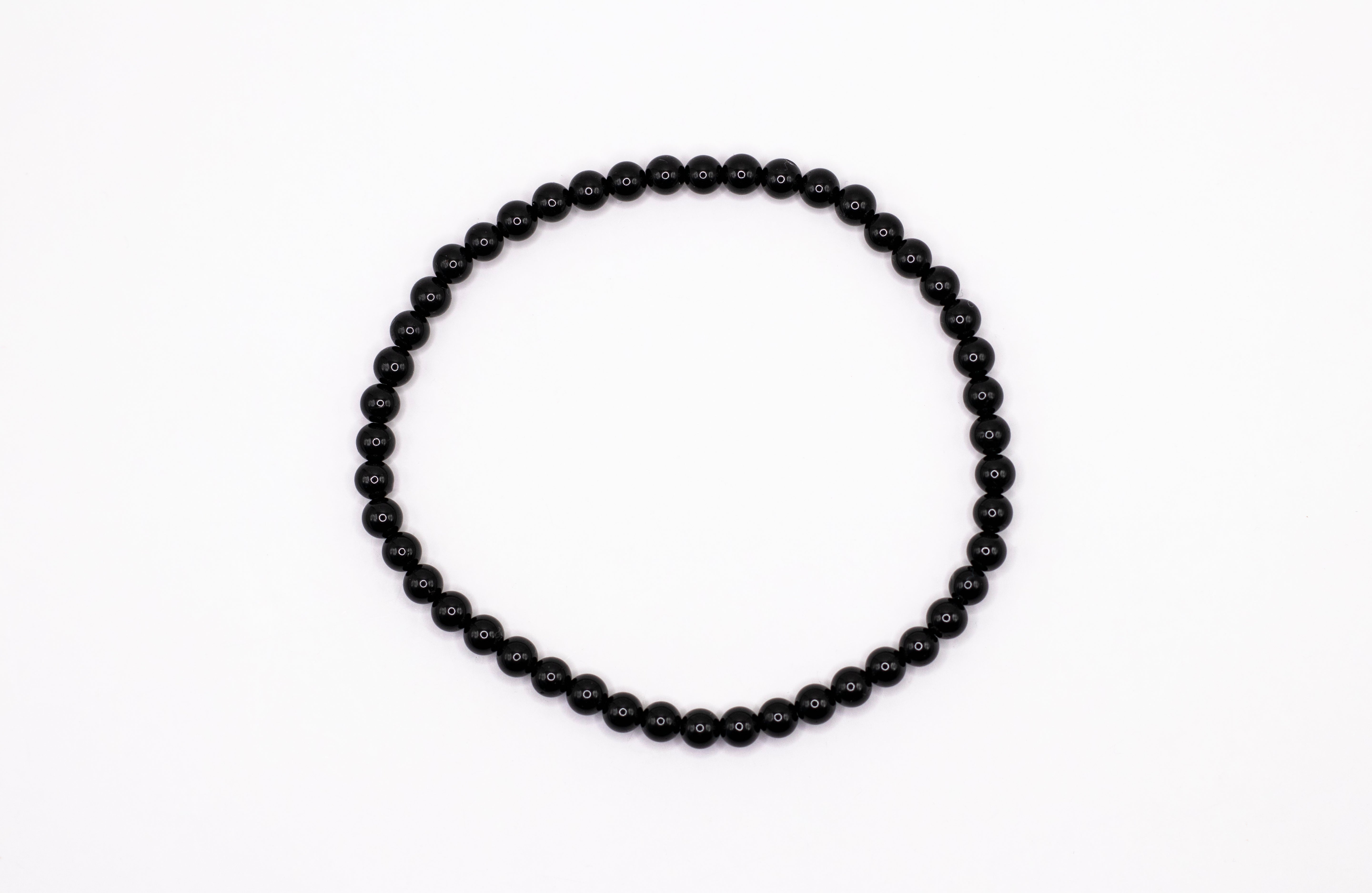 Turmalin schwarz Edelstein Kugelarmband Ø 4,5 mm flexibel