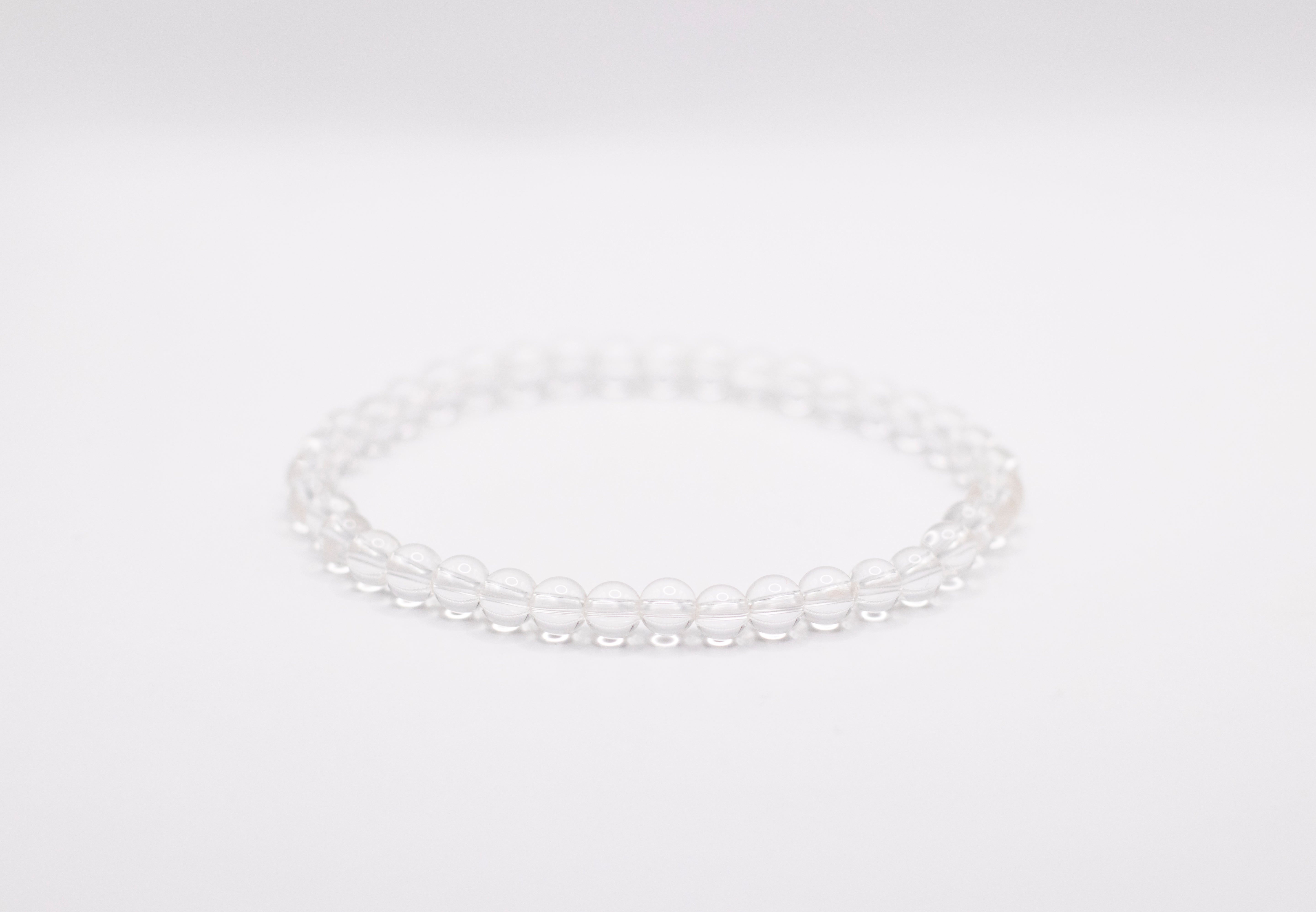 Bergkristall Edelstein Kugelarmband Ø 5 mm flexibel (glasklar, beste Qualität)