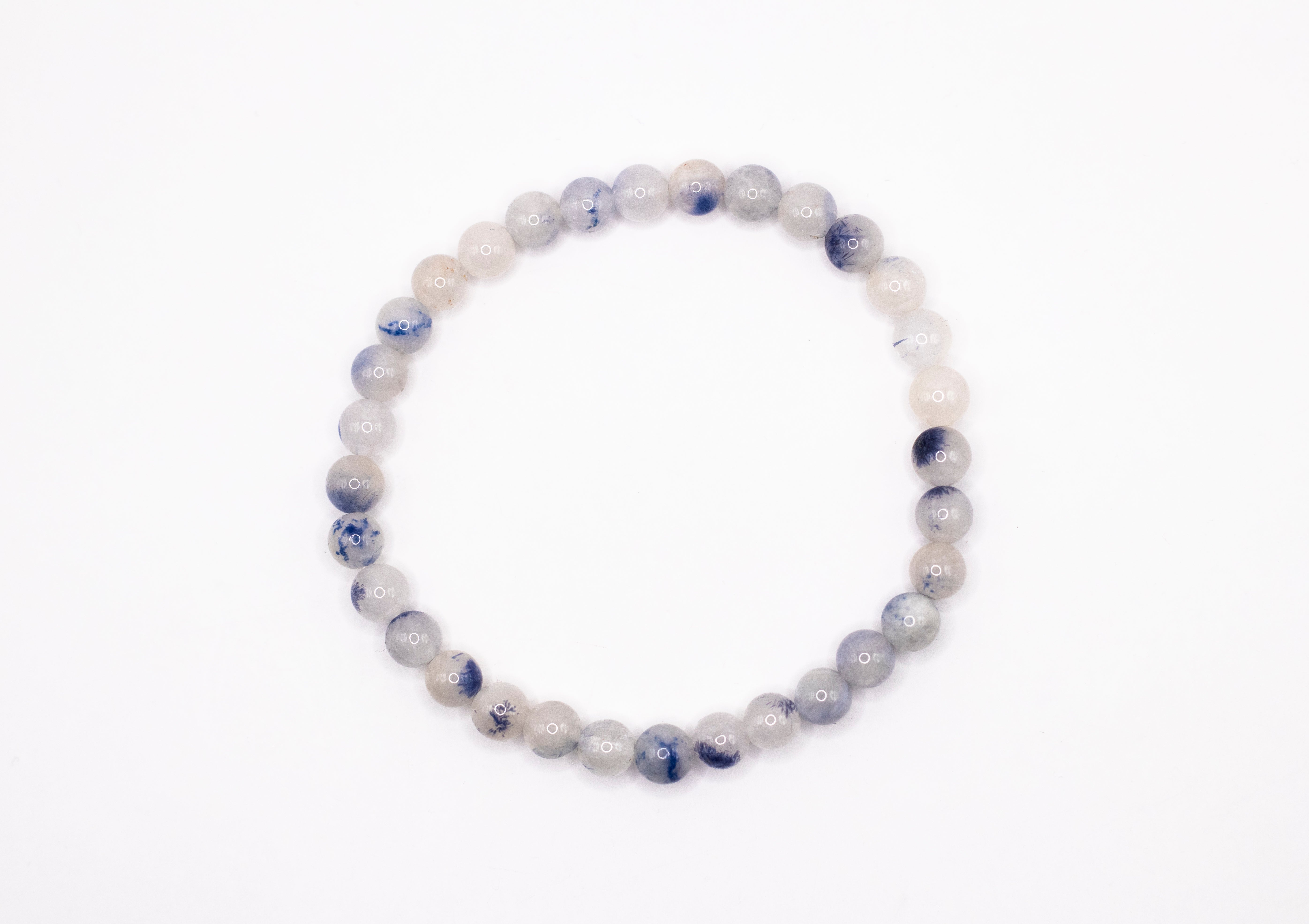 Dumortierit in Blauquarz Edelstein Kugelarmband Ø 6 mm flexibel