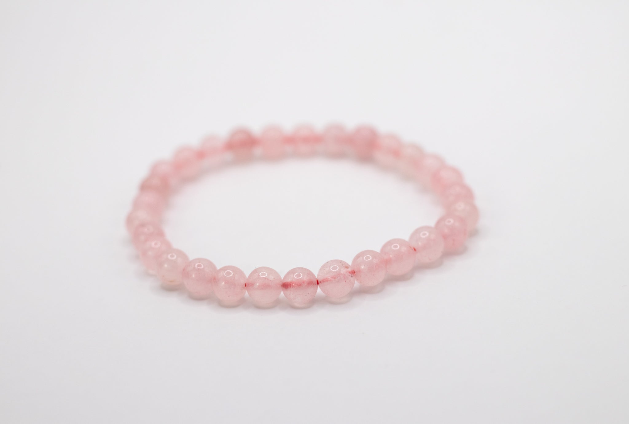 Rosenquarz 6 mm Kugel Edelstein Armband flexibel, dehnbar, AAA-Qualität, für Liebe und emotionale Heilung