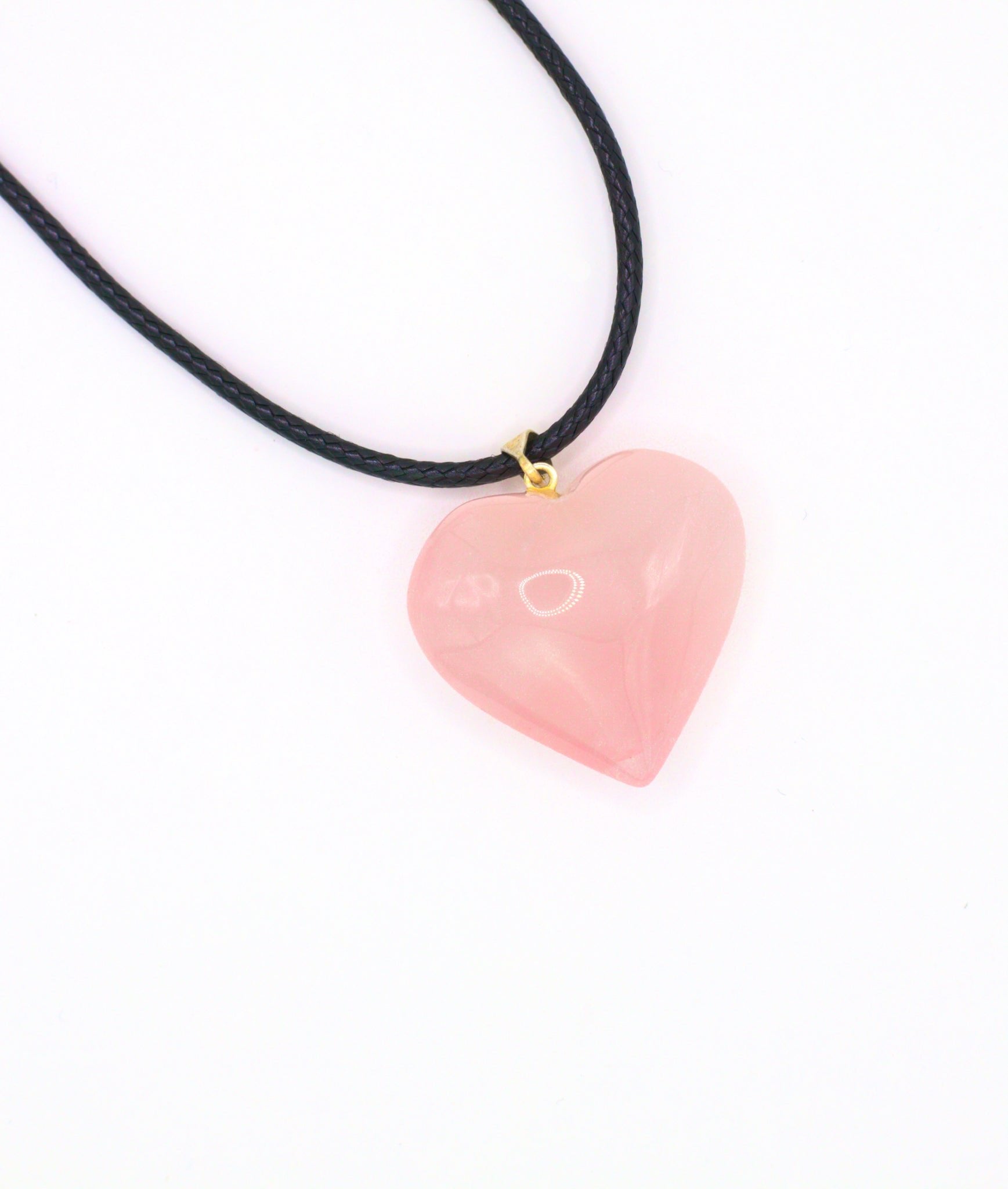 Rosenquarz Herz Anhänger mit geflochtener Baumwollkette und Karabinerverschluss, fördert Liebe, Harmonie und emotionale Heilung