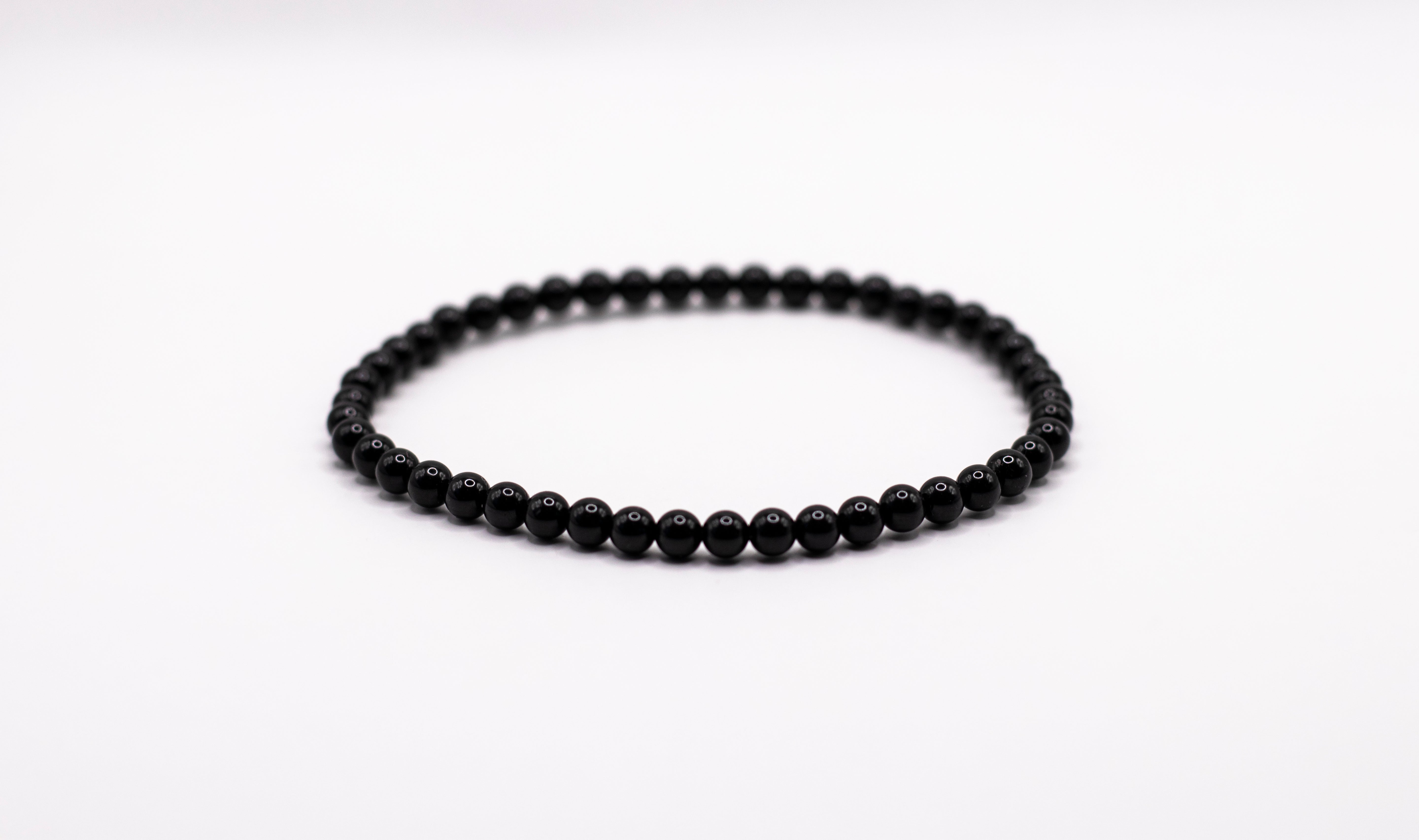 Turmalin schwarz Edelstein Kugelarmband Ø 4,5 mm flexibel