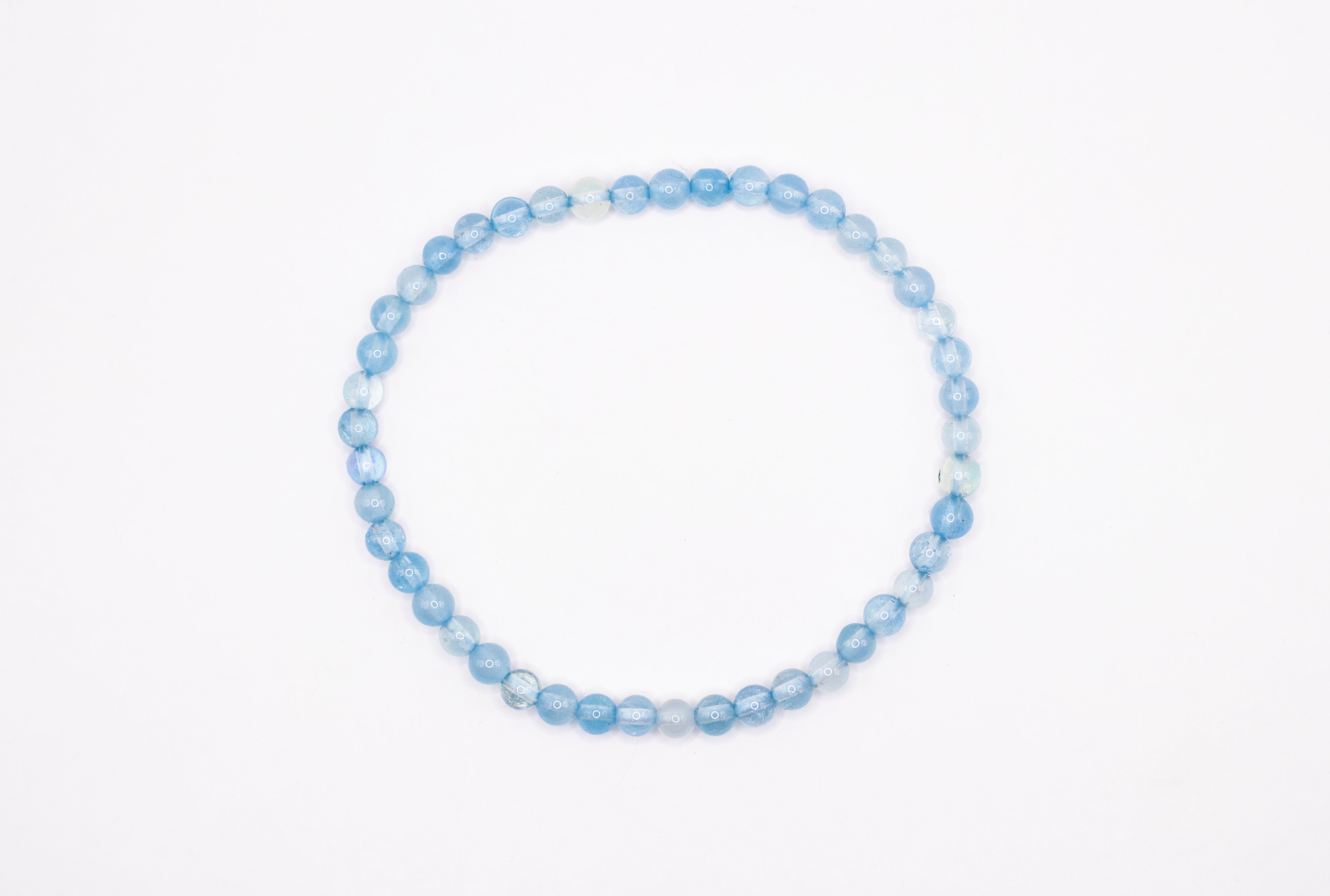 Aquamarin Edelstein Kugelarmband Ø 4,5 mm flexibel
