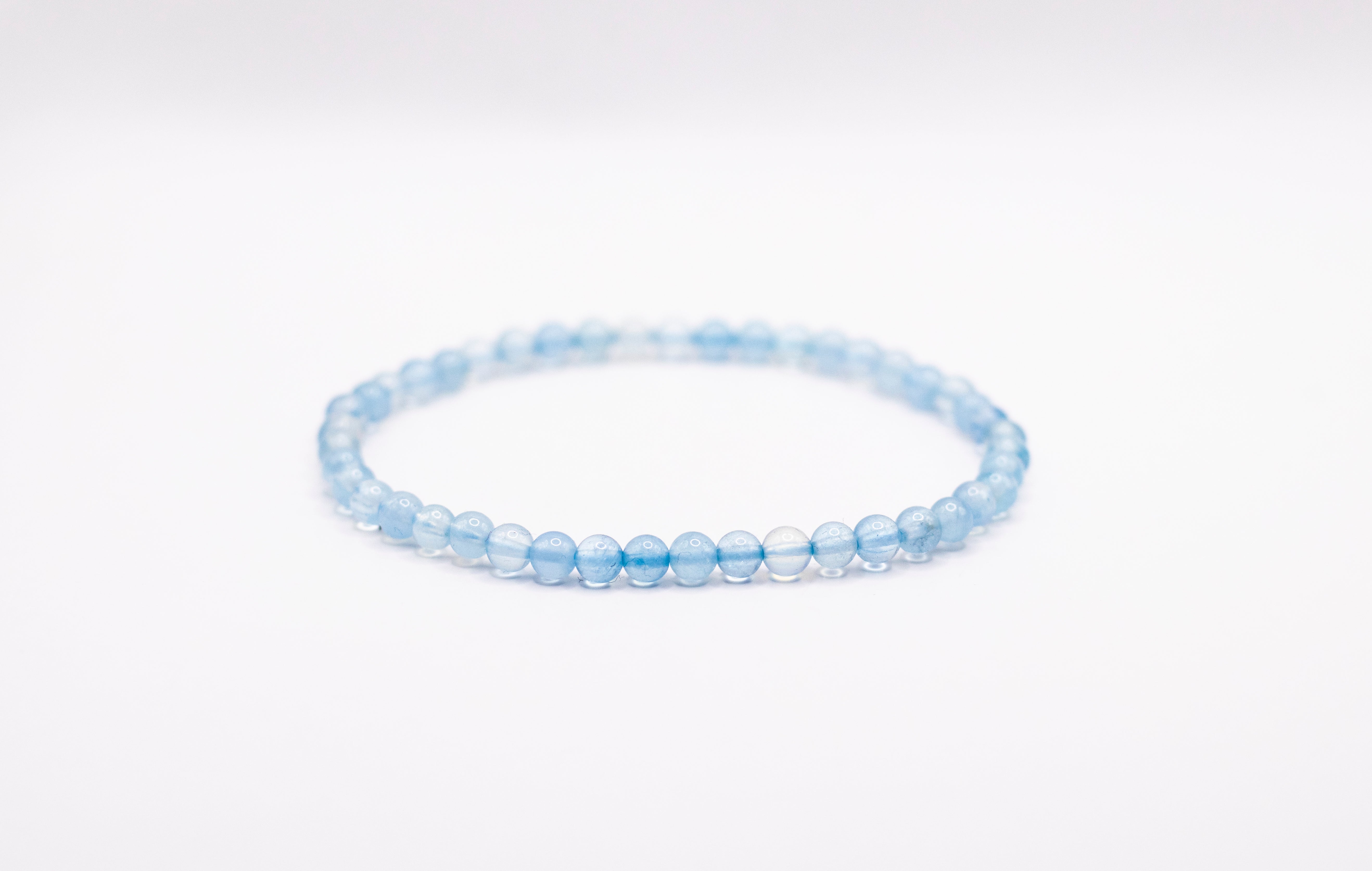 Aquamarin Edelstein Kugelarmband Ø 4,5 mm flexibel