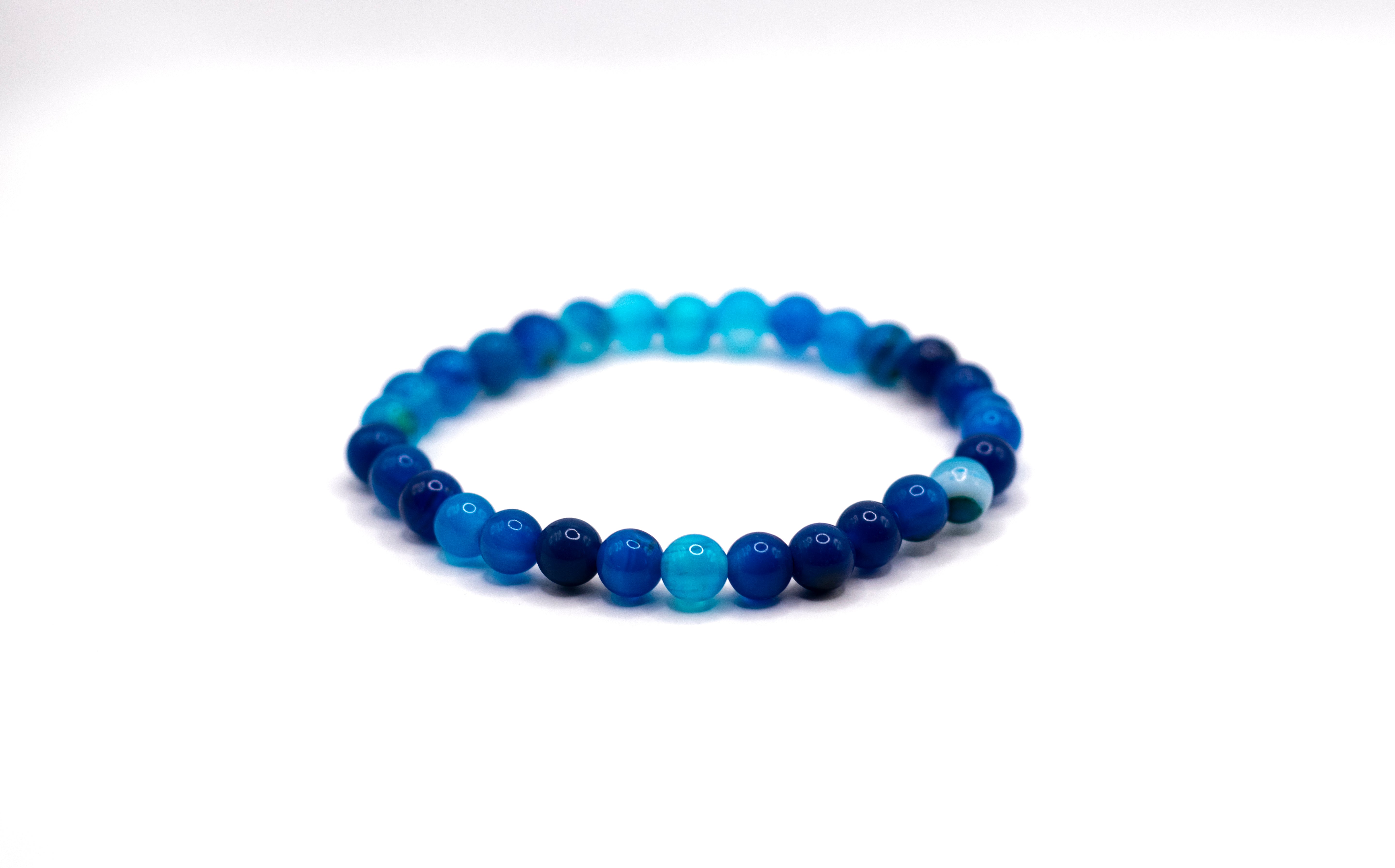 Achat blau Edelstein Kugelarmband Ø 6 mm flexibel