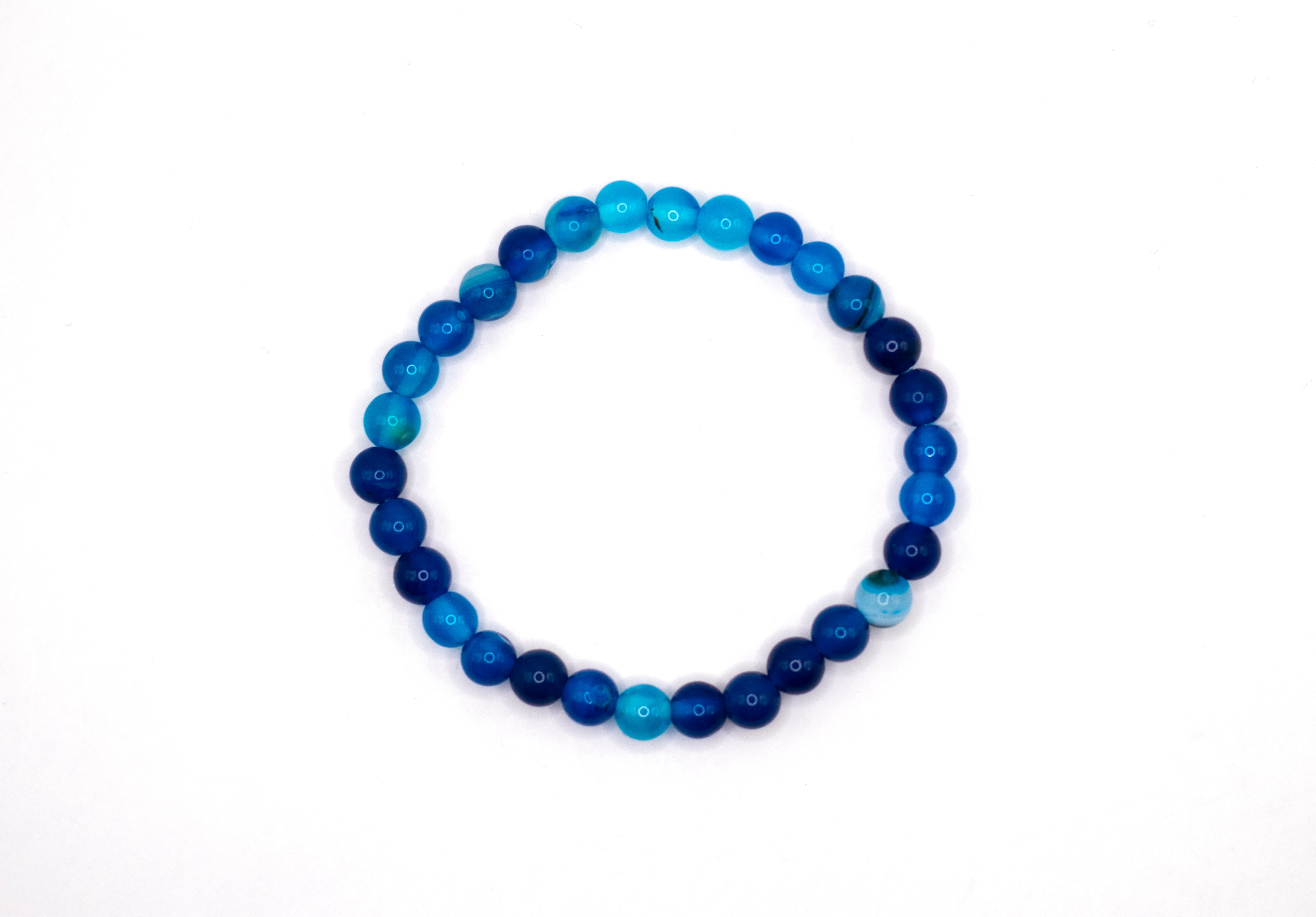 Achat blau Edelstein Kugelarmband Ø 6 mm flexibel