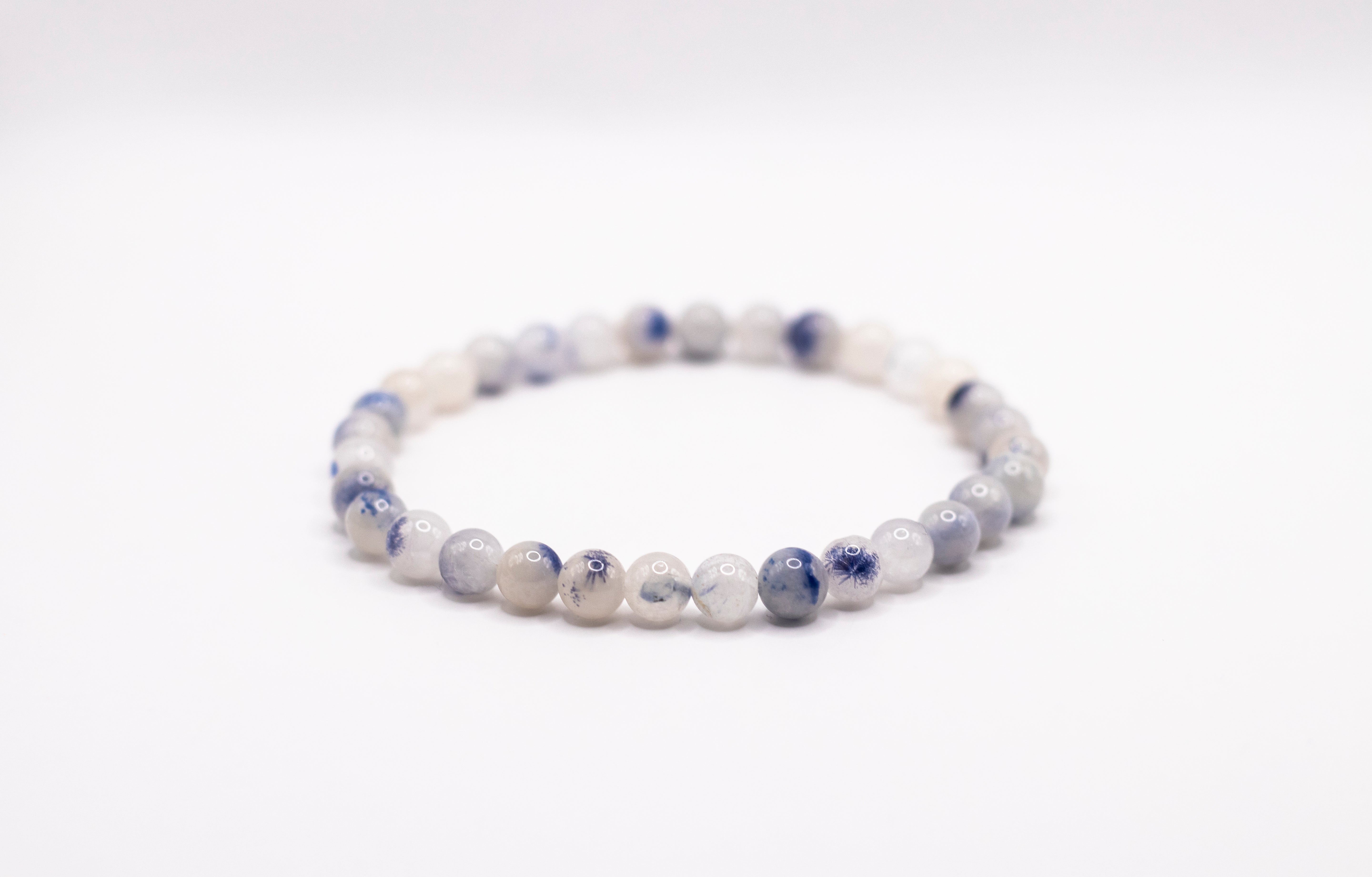 Dumortierit in Blauquarz Edelstein Kugelarmband Ø 6 mm flexibel