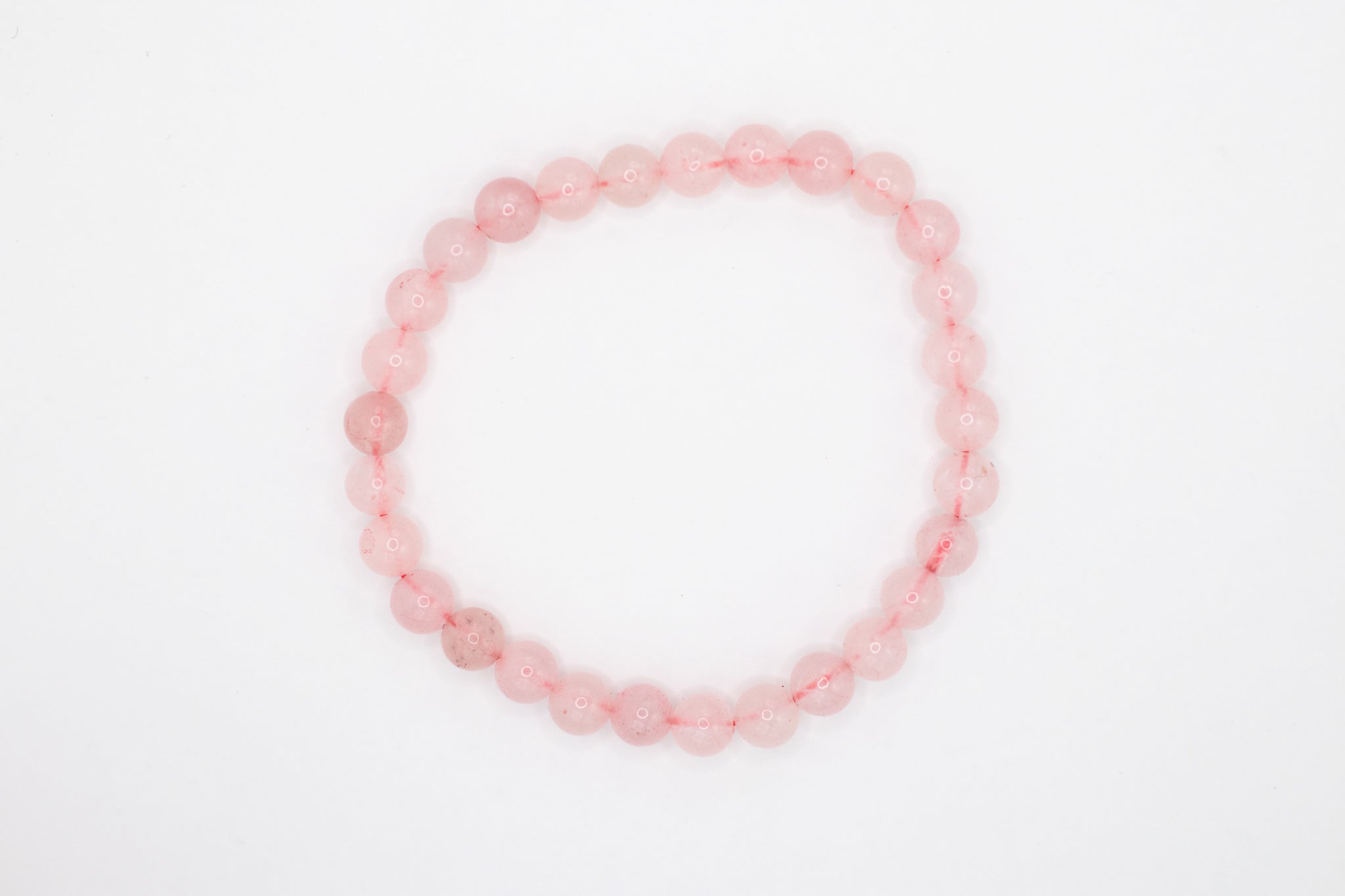 Rosenquarz 6 mm Kugel Edelstein Armband flexibel, dehnbar, AAA-Qualität, für Liebe und emotionale Heilung