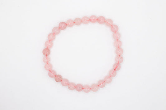 Rosenquarz 6 mm Kugel Edelstein Armband flexibel, dehnbar, AAA-Qualität, für Liebe und emotionale Heilung