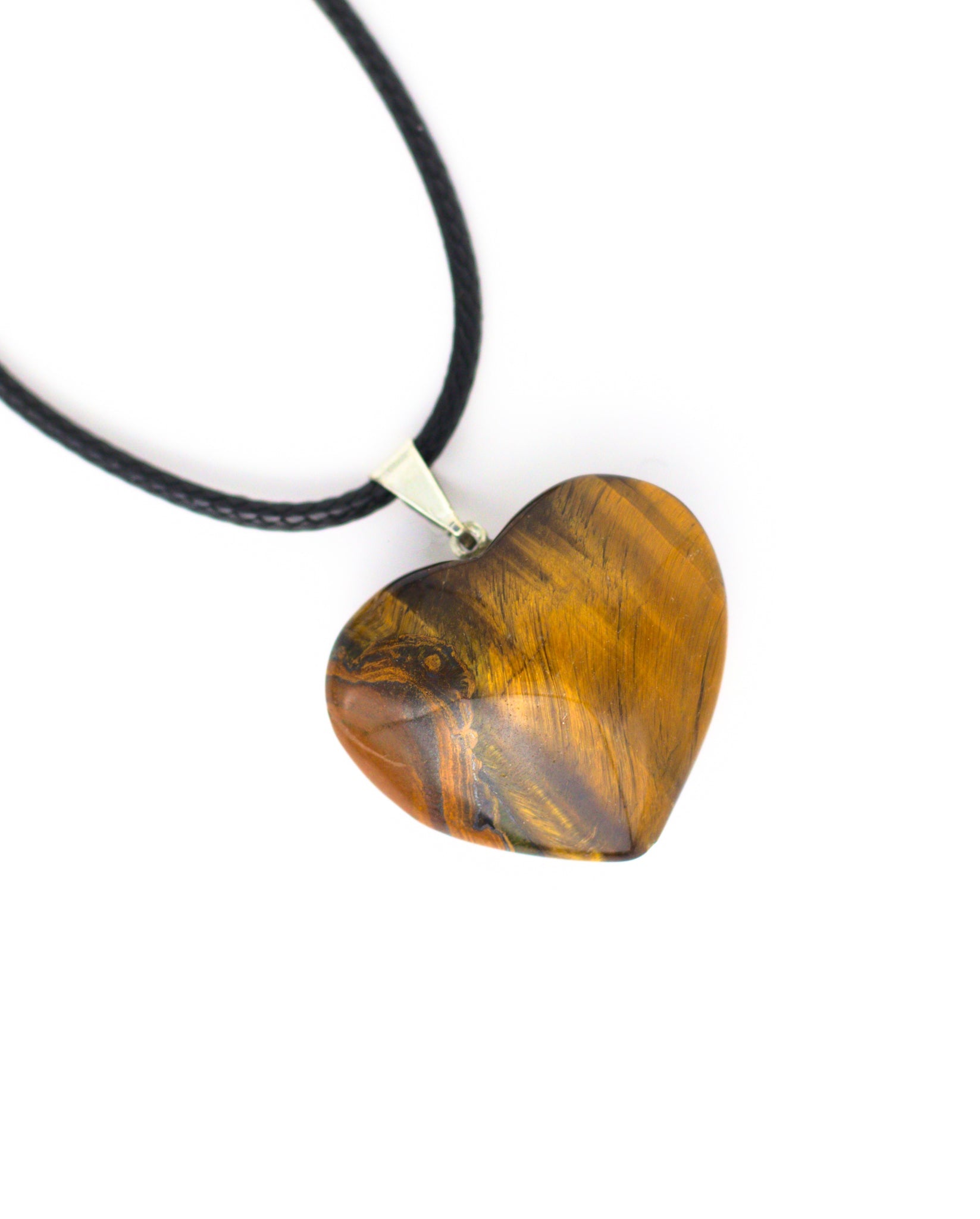 Tigerauge Anhänger Herz mit geflochtener Baumwollkette und Karabinerverschluss, fördert innere Stärke, Selbstvertrauen und Schutz